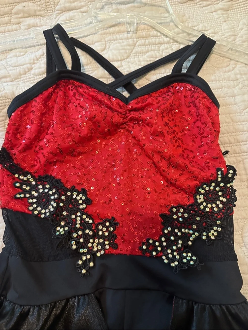 Weissman Black and Red dance costume size MC girls M 10/12